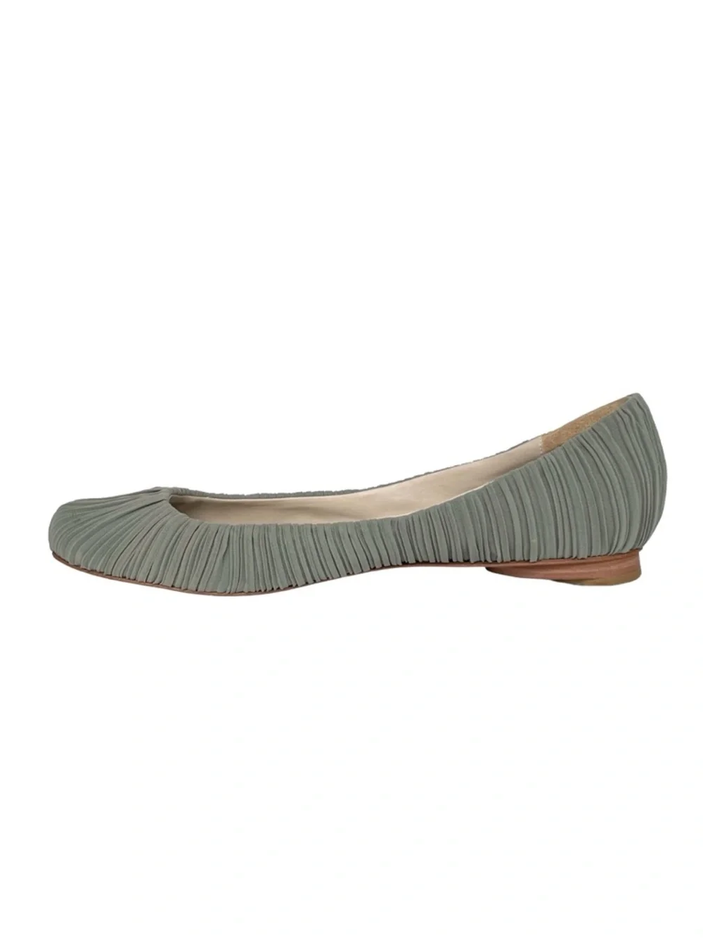 Dusica Sacks Pleated Ballet Flats Gray Sculpted Heel Italy 40